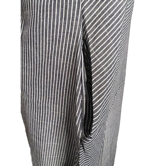 Blue White Pin Striped Large Summer Dress Midi Lightweight Pockets Y2K - Picture 5 of 12